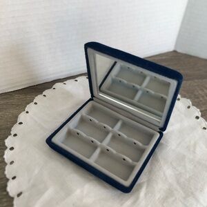 Vtg Blue Velvet Earring Travel Organizer